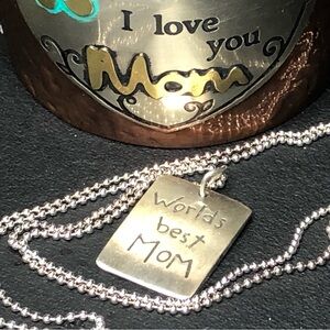 🆕 icon copper Bracelet & 925 Sterling Sliver necklace Worlds best Mom I♥️ U Mom